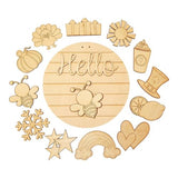 KESYOO Home Decor Interchangeable Seasonal Welcome Sign DIY Unfinished Wood Front Door Sign Farmhouse Wall Hanger Plaque Board For Festival KESYOO