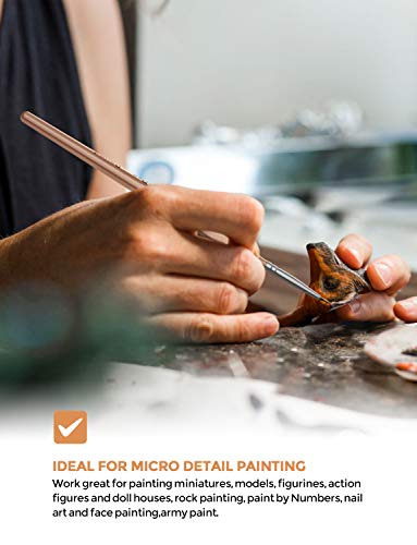Nicpro Detail Paint Brushes 5 PCS Extra Fine Tip 000 Professional Miniature Painting Artist Set Round 3/0 for Micro Watercolor Oil Acrylic Craft Nicpro