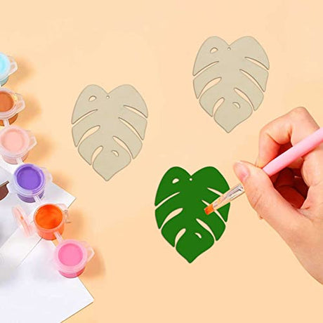 20pcs Turtle Leaf Wood Cutouts DIY Craft Blank Tropical Palm Leaf Unfinished Wood Gift Tags Ornaments for Wedding Birthday Summer Hawaii Luau Theme JANOU