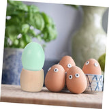 DECHOUS 1 Set Easter Eggs Unfinished Wooden Egg Wooden Egg Stand Wooden Egg Holder Easter Egg Cup Wooden Fake Eggs Artificial Food Props Easter Egg DECHOUS
