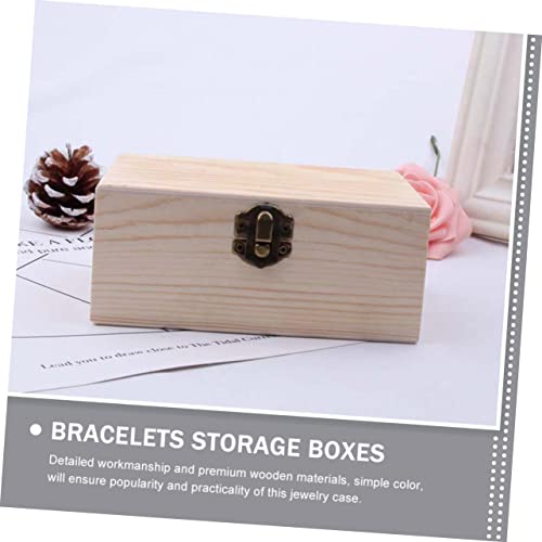 ARTIBETTER 4pcs Box wooden box craft storage unfinished wood crates book shelf decor retro jewelry case desk topper jewelry organizer tray tabletop ARTIBETTER