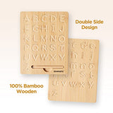 Asweets Montessori Wooden Alphabet Tracing Board,Wood Letter Practicing Board,Double-Sided Boards for Toddlers and Preschool Gifts for Kids Asweets