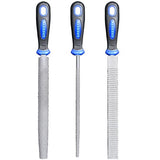 GREBSTK 8" Wood Rasp File Set with Rubber Grip Wood Course Cut Rasp 3 PCS Set, Round, Half-Round, Flat File Rasp GREBSTK