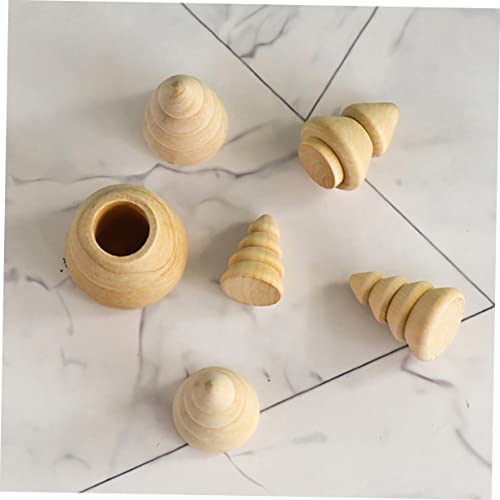 Tofficu 10pcs Wood Tree Wooden Peg Figures Unfinished Wood Christmas Tree Wooden Peg Dolls People Tree Figurine Model Paintable Wood Tree Wood Peg Tofficu