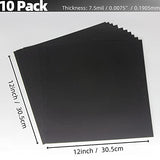 Opaque Black Plastic Sheets, 7.5mil (.0075") 12” X 12” Craft Plastic Film, PET Stencil Material, Glossy and Flexible Plastic Sheet for Crafts, neglex