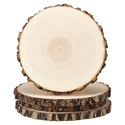 FSWCCK 4 Pack 8-9 Inches Natural Round Wood Slices Unfinished Craft Wood Kit Circles Large Wood Slices for DIY Crafts, Weddings Centerpieces Decor, FSWCCK