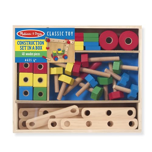 Melissa & Doug Wooden Construction Building Set in a Box (48 pcs) - WoodArtSupply