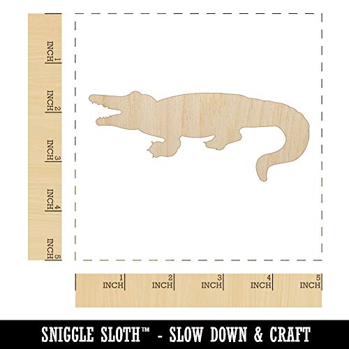 Alligator Crocodile Solid Unfinished Wood Shape Piece Cutout for DIY Craft Projects - 1/4 Inch Thick - 4.70 Inch Size Sniggle Sloth