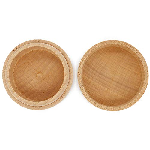 HOLLY TRIP 2PCS Small Round Unpainted Wooden Box, Wedding Ring Jewelry Boxes DIY Storage Trinket Bearer Box Container Case - WoodArtSupply