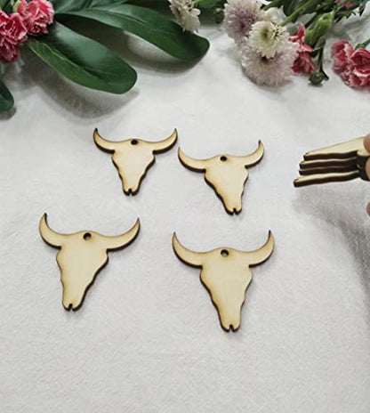 30pcs of Wood Cow Earring Blanks, DIY Earrings Blanks, Wood Cow Tag Blanks DIY Craft Blanks (2'') - WoodArtSupply