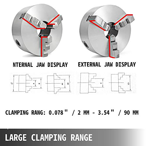 VEVOR K11-100 Lathe Chuck 4",Metal Lathe Chuck Self-centering 3 Jaw,Lathe Chuck With Two Sets Of Jaws, for Grinding Machines Milling Machines - WoodArtSupply