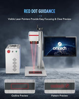 OMTech 50W Fiber Laser Engraver with LightBurn, Laser Engraving Machine with Red Dot Pointer, 7.9x7.9 Solid State Laser Marking Etching Machine for OMTech