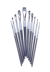 Adi's Art Pro Paint Brushes Set for Acrylic Oil Watercolor, Artist Face and Body Professional Painting Kits with Synthetic Nylon Tips (Grey, 10) ADIS&GUYS ART SUPPLY