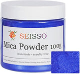 SEISSO Mica Powder - 3.5oz/100g Darker Blue Natural Epoxy Resin Dye Color Pigment Powder for Soap Making, Slime, Nail, Paint, Bath Bomb Colorant etc. SEISSO
