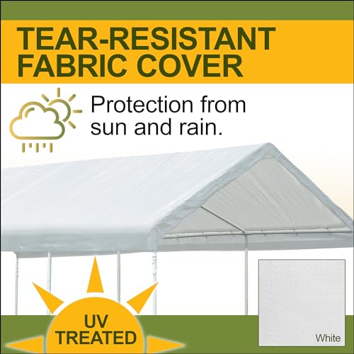 Carport 12’x20’ Portable Steel Frame Garage, Heavy Duty Waterproof UV Canopy Cover, Includes Complete Enclosure Kit with Sidewalls and NEW YARD