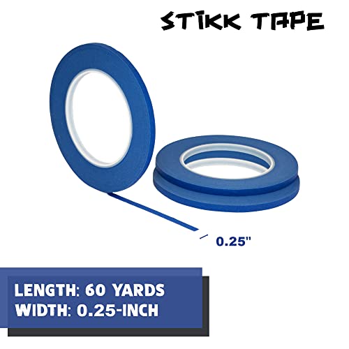 STIKK Painters Tape - 3pk Blue Painter Tape - 1/4 inch x 60 Yards - Paint Tape for Painting, Edges, Trim, Ceilings - Masking Tape for DIY Paint STIKK