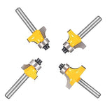 TOTOWOOD Roundover Router Bit Set，4pcs Router bit Set，1/4 inch Shank，Radius in 1/8", 1/4", 3/16", 5/16"，Bearing Guide for Rounding Edge bit Totowood