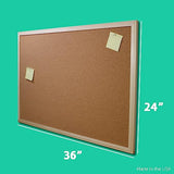 Flipside Products 24" x 36" (2' x 3') Cork Bulletin Board, Natural Wood Framed, Message and Vision Board, Memo Pin, Hanging Wall Mounted Flipside Products