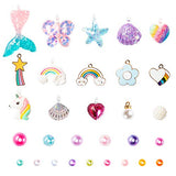 OSNIE Kids DIY Bead Jewelry Making Kit with 400+ Beads & Charms for Creative Bracelets Necklaces Rings, Children Mermaid Starfish Shell Princess OSNIE