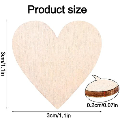 100PCS Wooden Heart, 1.1'' Small Wooden Hearts for Crafts Wooden Hearts for Guest Book, DIY Unfinished Wooden Ornaments Embellishments for Valentines