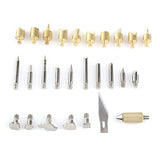 28pcs Wood Burning Kit Wood and Leather Pyrography Full Set Wood Burning Soldering Tips Burning Carving Embossing Soldering Kit Wood Burner Tool Walfront