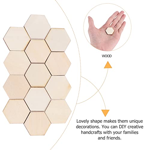 MAGICLULU 100pcs 25MM Unfinished Hexagon Wood Slices Wooden Unpainted Hexagon Blocks Blank Hexagon Wood Cutouts for DIY Crafts Home Decoration MAGICLULU