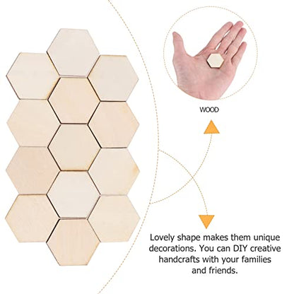 MAGICLULU 100pcs 25MM Unfinished Hexagon Wood Slices Wooden Unpainted Hexagon Blocks Blank Hexagon Wood Cutouts for DIY Crafts Home Decoration