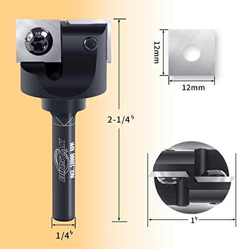 CNC Spoilboard Surfacing Router Bit, 1/4" Shank 1" Cutting Diameter, Carbide Insert Slab Flattening Router Bits Planing Bit Wood Planer Bit - WoodArtSupply