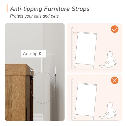 WAMPAT Sideboard Buffet Cabinets, 70.8" Wood Coffee Bar Cabinet with 4 Doors, Set of 2 Kitchen Storage Cabinets with 6 Compartments, Modern Credenza WAMPAT