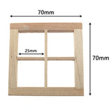 RLECS Wooden Dollhouse Square Window 2.75 x 2.75 Wood Color 4 Pane Window 1/12 Dollhouse Miniature Accessories RLECS