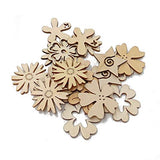 Healifty 50pcs Unfinished Wood Cutouts Assorted Flowers Shapes Wood Slices for DIY Craft Wedding Birthday Table Scatter Confetti Healifty