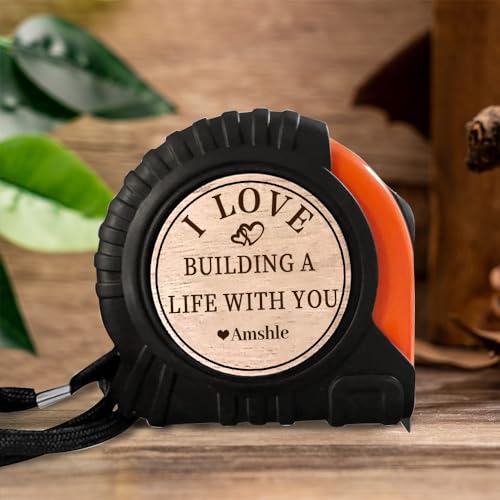 Attention Personalized Tape Measure Hammer Set Custom Name Retractable Tape Measure&Wood Handle Hammer Set Tape Measure Tool Set Gifts for Boyfriend - WoodArtSupply