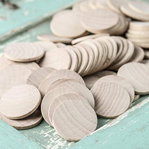 Factory Direct Craft Unfinished Wood Round Disc Cutouts - Package of 100 Blank Wooden Nickel Circles (Size -1-1/2" Diameter) - WoodArtSupply