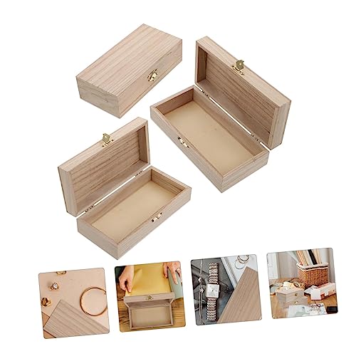 NOLITOY 6 Pcs Clamshell Wooden Box Unfinished Wood Treasure Chest Wooden Treasure Ornament Container Makeup Case Organizer Hinged Gift Cases Office NOLITOY