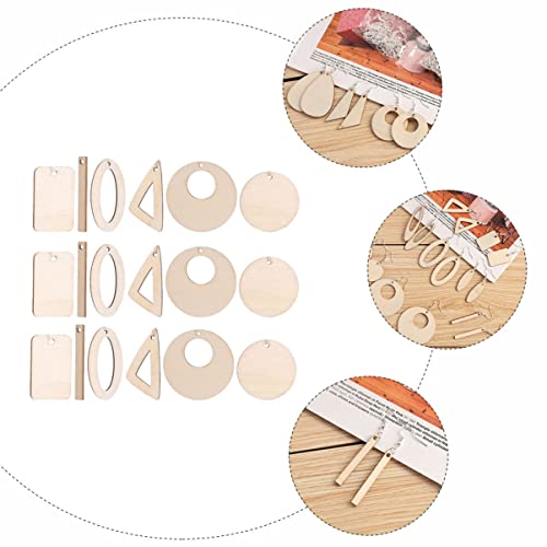 EXCEART 180 Pcs DIY Earrings Unfinished Wooden Earrings Lip Gloss Kits Blank Wood Charms DIY Wooden Earrings Charms Natural Wood Pendants Jewelry EXCEART