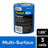 Scotch Painter's Tape Original Multi-Surface Painter's Tape, 1.88 Inches x 60 Yards, 3 Rolls, Blue, Paint Tape Protects Surfaces and Removes Easily, Scotch