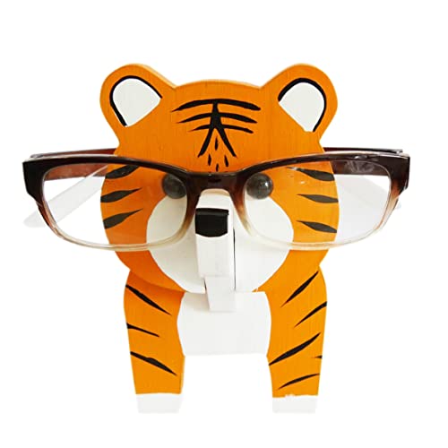 Red Dollar Handmade Wood Carved Animal Eyeglass Holder, Sunglasses Display Stand, Nightstand Home Office Desk Decor, Christmas Holiday New Year Red Dollar