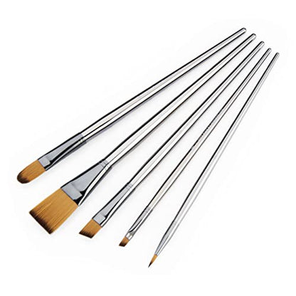 Royal & Langnickel Zen 5pc Long Handle Brush Set, Includes - Flat, Filbert, Angular & Round Brushes - WoodArtSupply