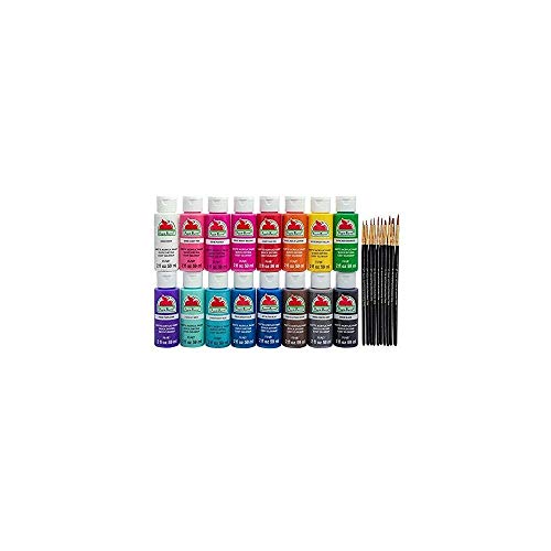 Apple Barrel Acrylic Paint And Brush Set, 2oz, Multicolor (pack of 16) Apple Barrel