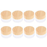 ConStore 8pcs Frosted Glass Cream Jar Bottle with Wood Grain Lid Refillable Mini Lotion Jars Empty Cosmetic Containers for Makeup Lip Balms Eyeshadow ConStore