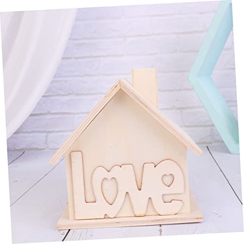 VILLCASE Box House Shaped Money Bank Wood House Organizer Unfinished Piggy Bank Cash Coin Can Kid Coin Bank DIY Wood Coin Bank Desktop Wood Holder VILLCASE