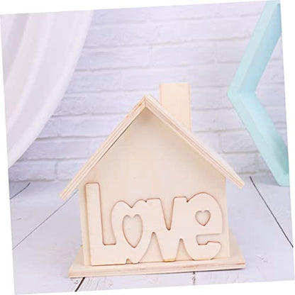 VILLCASE Box House Shaped Money Bank Wood House Organizer Unfinished Piggy Bank Cash Coin Can Kid Coin Bank DIY Wood Coin Bank Desktop Wood Holder