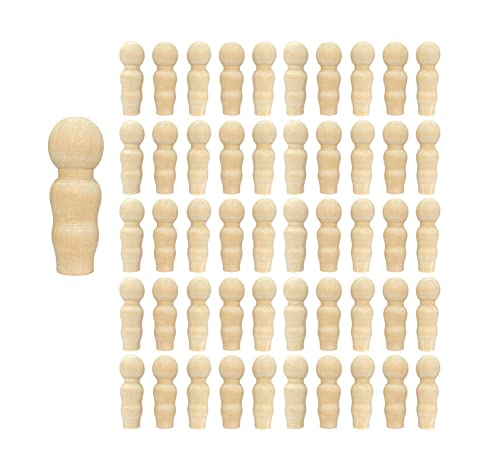 50 Pieces Wood Peg Dolls Unfinished Wooden People Craft Blank Family Figures 3/4 x 2-1/4 inch Cregugua