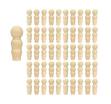 50 Pieces Wood Peg Dolls Unfinished Wooden People Craft Blank Family Figures 3/4 x 2-1/4 inch Cregugua