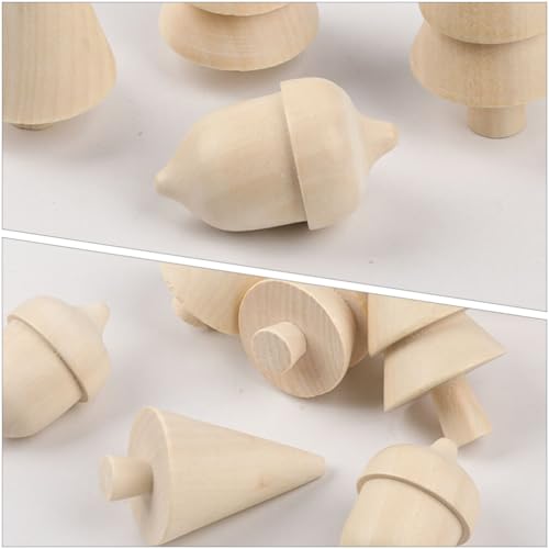 VILLCASE Unfinished Wood Christmas Tree Unfinished Wood Acorn Wood Doll Peg Tree Blank Wood Xmas Tree Crafts for DIY Arts Drawing Painting Craft VILLCASE