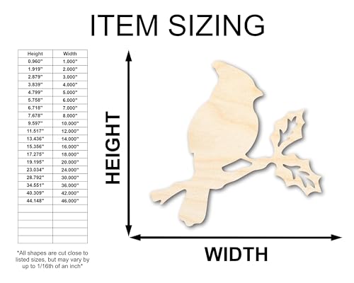 Unfinished Wood Bird on Branch Shape - Craft - up to 36" 8" / 1/4" 24 Hour Crafts