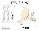 Unfinished Wood Bird on Branch Shape - Craft - up to 36" 8" / 1/4" 24 Hour Crafts