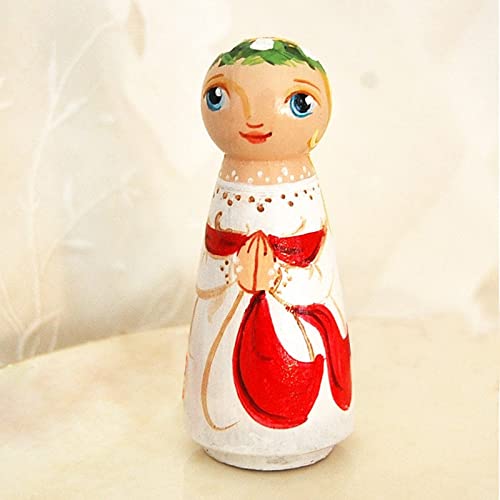MAHIONG 30 PCS 3.5 Inch Wooden Peg Dolls, Unfinished Wood Angel Girl Shape Peg People Bodies Figures for DIY Craft, Wedding, Cake Toppers, Painting MAHIONG