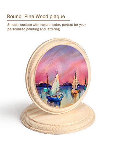 Pllieay 2Pcs 4 Inch Round Wooden Plaque, Unfinished Natural Pine Circle Plaque Wood Base for Craft Projects and DIY Home Decoration Pllieay