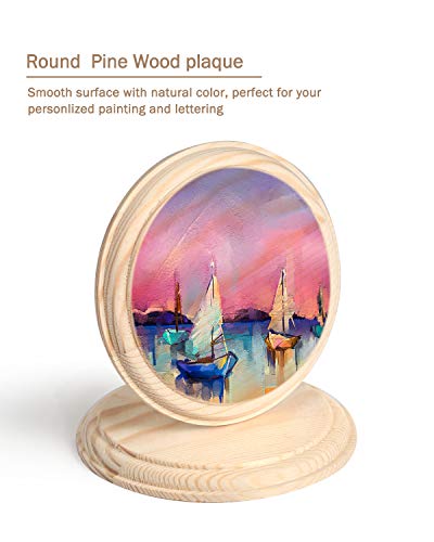 Pllieay 2Pcs 4 Inch Round Wooden Plaque, Unfinished Natural Pine Circle Plaque Wood Base for Craft Projects and DIY Home Decoration